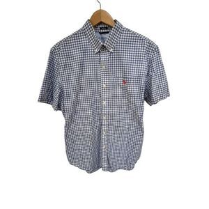 U.S. Polo Assn. Men's Blue Geometric Check Short Sleeve Button-Up Shirt‎ L